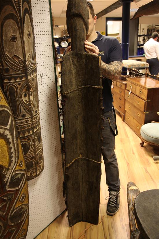 Two Papua New Guinea Sepik River carved wooden shields